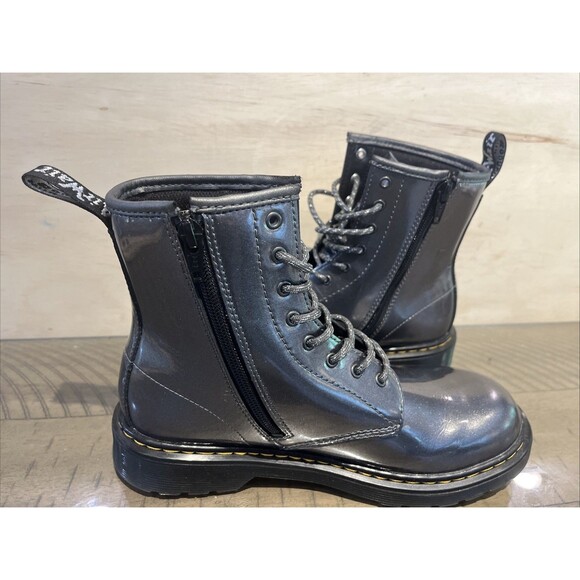 Dr Doc MARTENS Womens size 6 Shoes Boots 1460 Gray Pewter Lace Up Zipper NEW - Picture 4 of 9